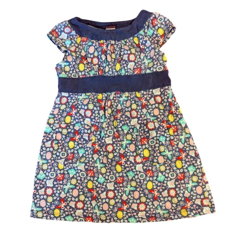 Tea Collection Floral Dress Boho Cottagecore Shortsleeve 100% Cotton‎ Size 3